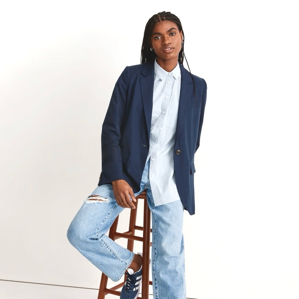 Madewell - The Larsen Blazer in Drapeweave - Deep Indigo - S